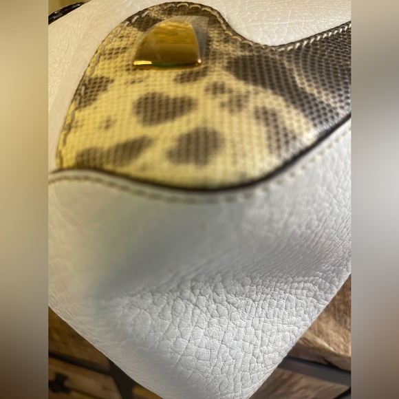 D&G DOLCE & GABBANA Lizardskin And White Leather Handbag With Gold Tone Hardware - Picture 7 of 16